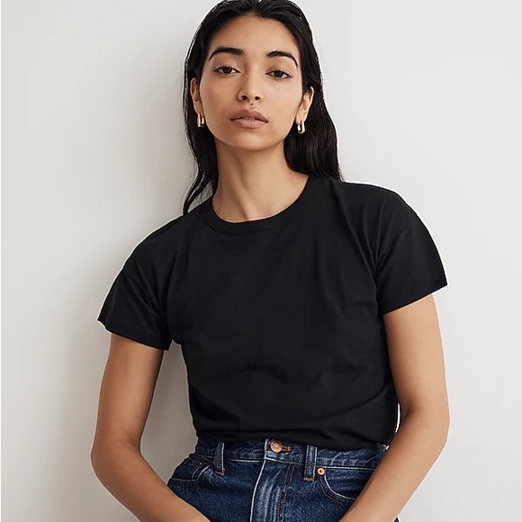 NEW Madewell Whisper Crew Neck Tee in True Black Size XS Shortsleeved T-Shirt - Picture 8 of 9
